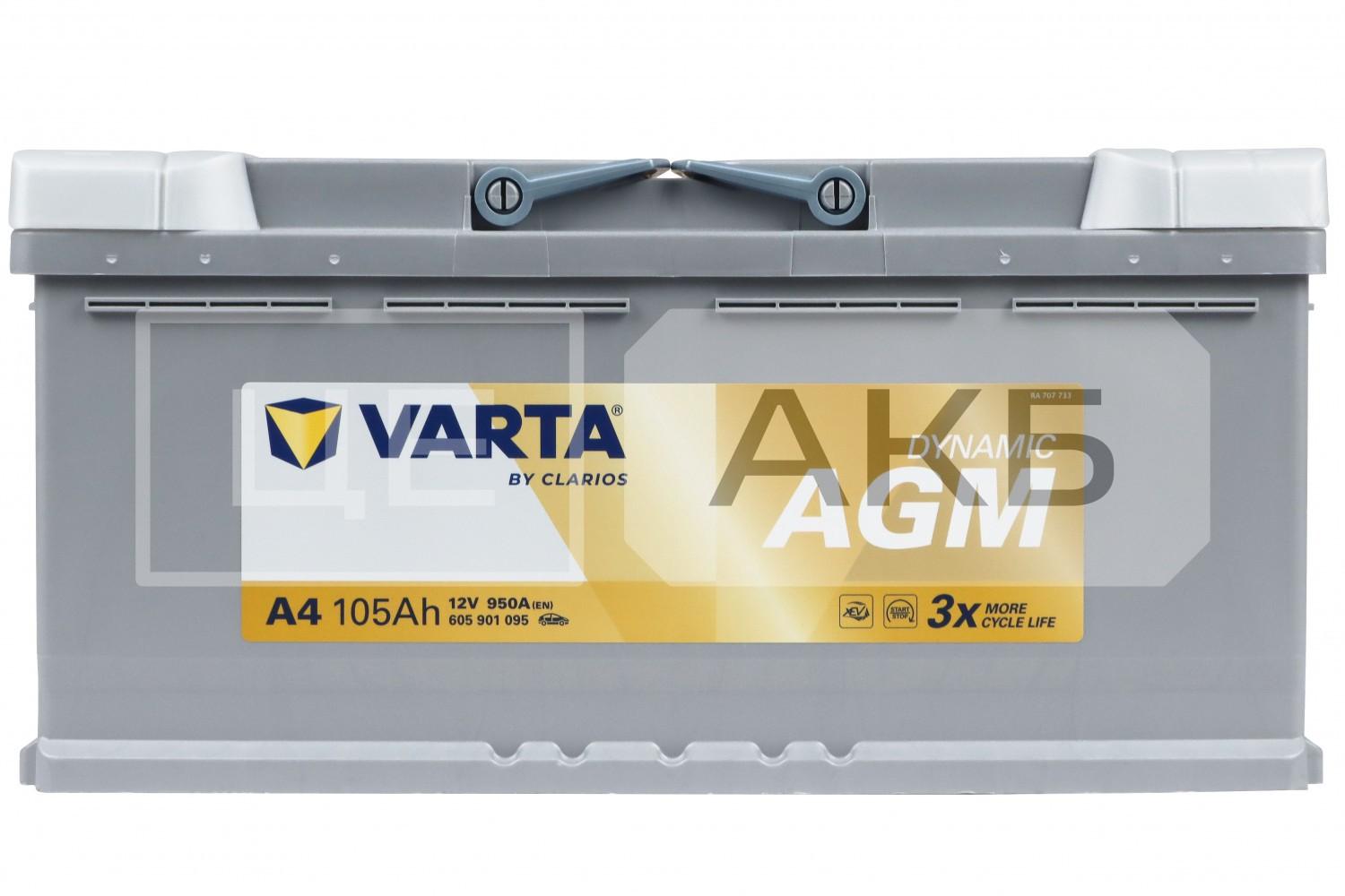 АКУМУЛЯТОР AGM 12V 105AH 950A R+ DYNAMIC 394*175*190MM