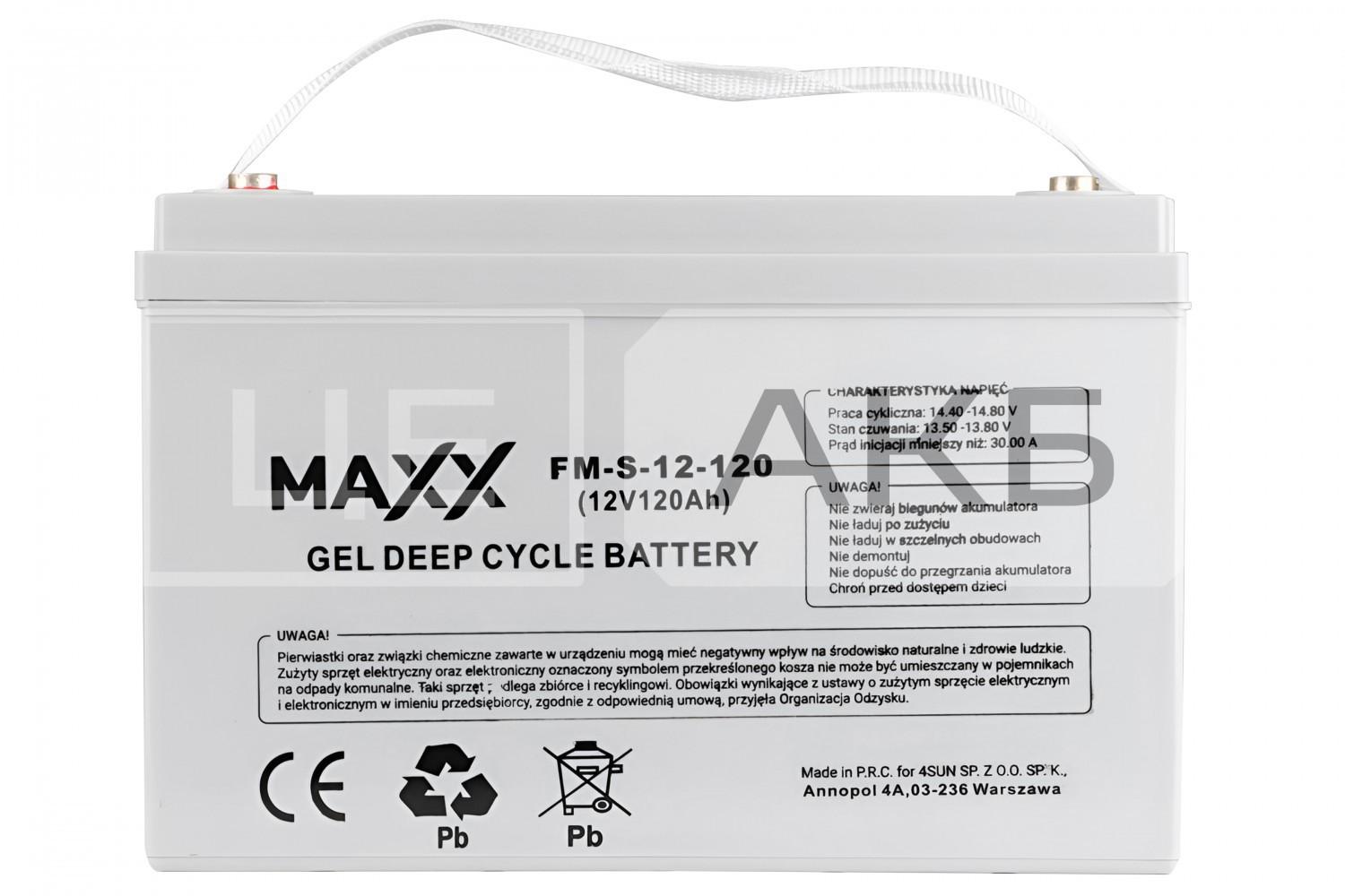АКУМУЛЯТОР ГЕЛЕВИЙ 12V 120AH GEL DEEP CYCLE MAXX FM-S-12-120 171*330*220MM (ДЛЯ КОТЛІВ, СОНЯЧНИХ БАТАРЕЙ, ДБЖ) (ЗЄДНУВАЧ- 12E0156V T ) B0012AKU72