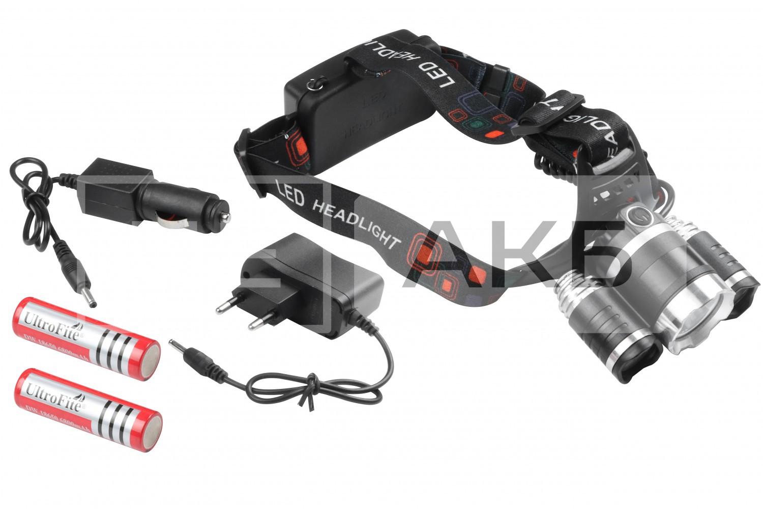 ЛІХТАРИК НА ГОЛОВУ 3*LED CREE XM-L T6 5 РЕЖИМІВ ОСВІТЛЕННЯ (АКУМУЛЯТОРНИЙ 2*18650) 1150034