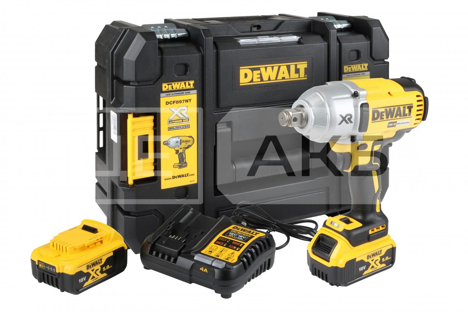 КЛЮЧ (ГАЙКОВЕРТ) АКУМУЛЯТОРНИЙ БЕЗЩІТКОВИЙ УДАРНИЙ DEWALT DCF897P2 3/4" 18V 2*5AH 950NM 0-1900 ОБ/ХВ 0-2400 УД/ХВ DCF897P2
